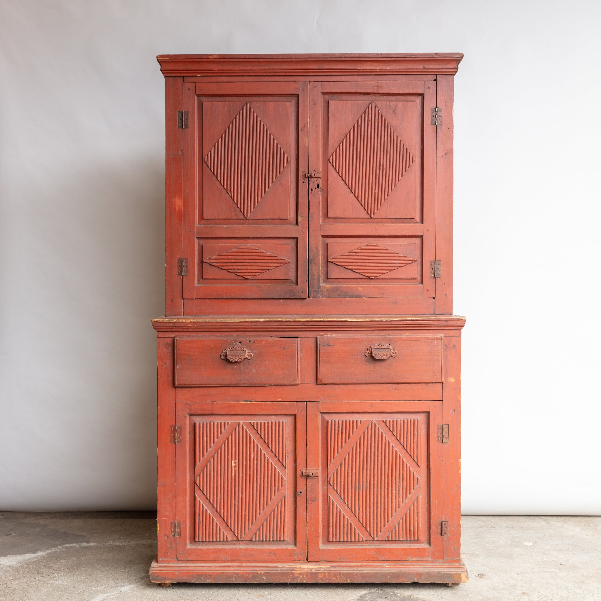 Red Step-Back Cabinet