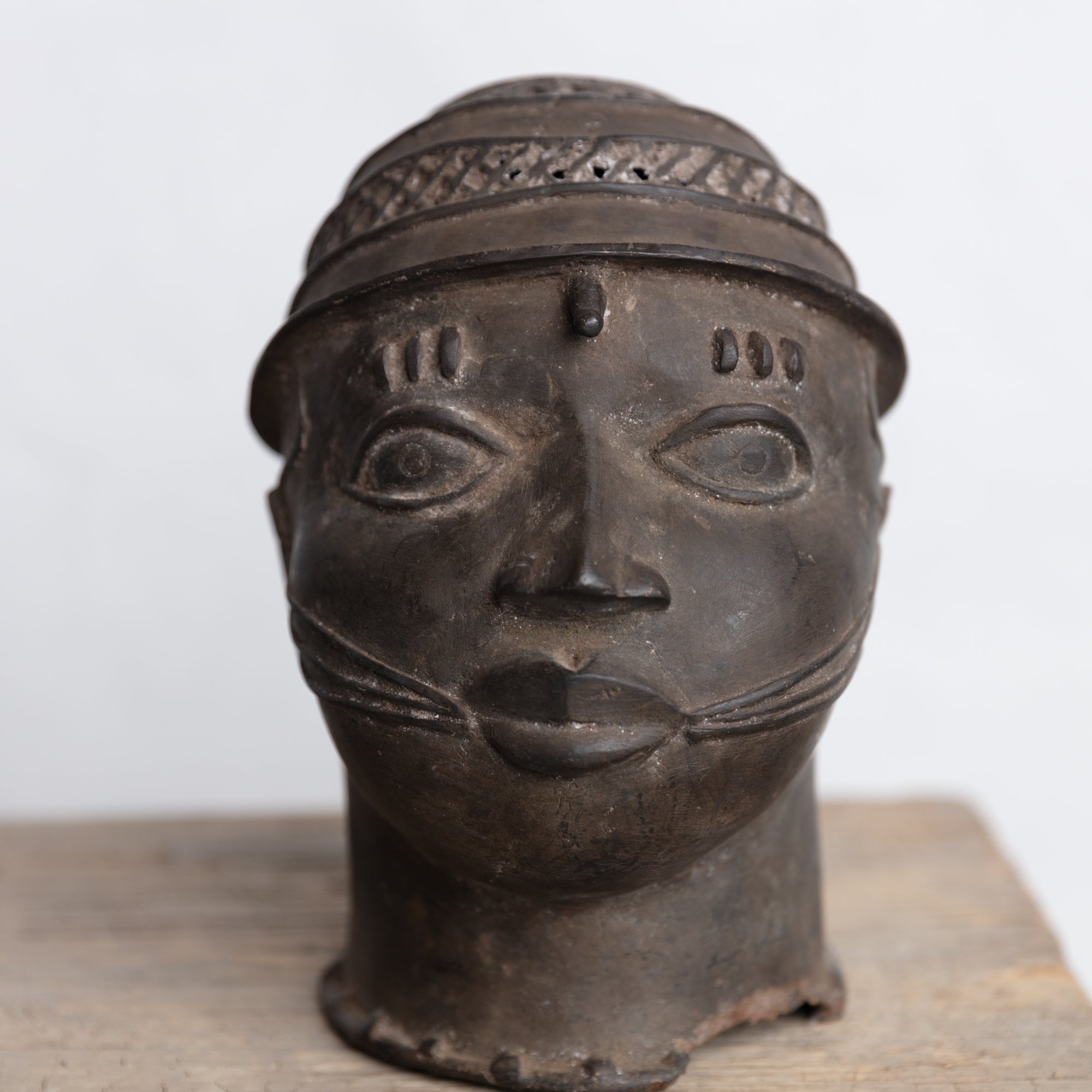 Cast Bronze Soldier Heads, Benin 20th Century